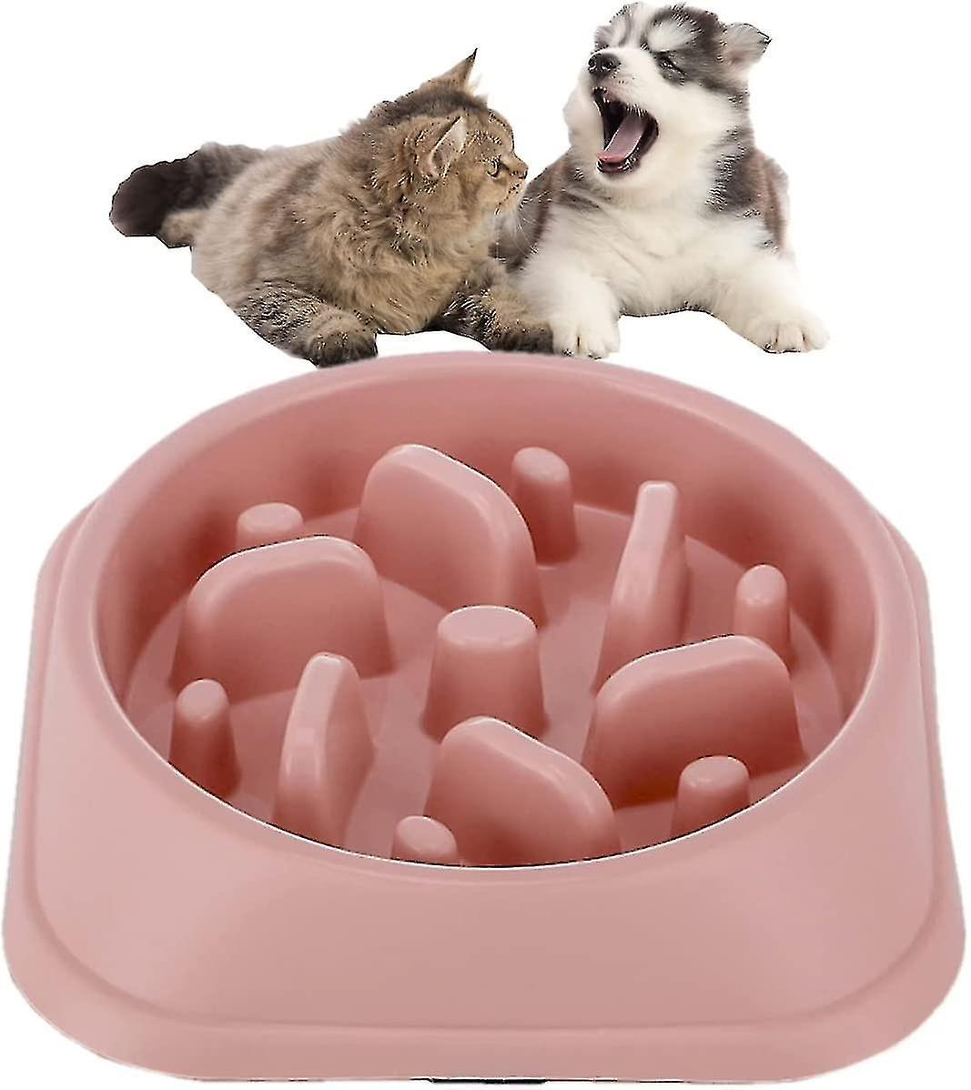 Slow Feeder Dog Bowl， Maze Design Pink