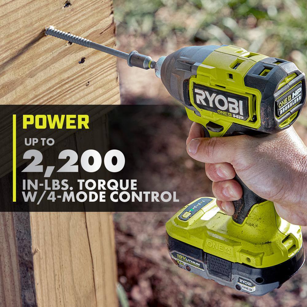 RYOBI ONE+ HP 18V Brushless Cordless 14 in. 4-Mode Impact Driver (Tool Only) PBLID02B