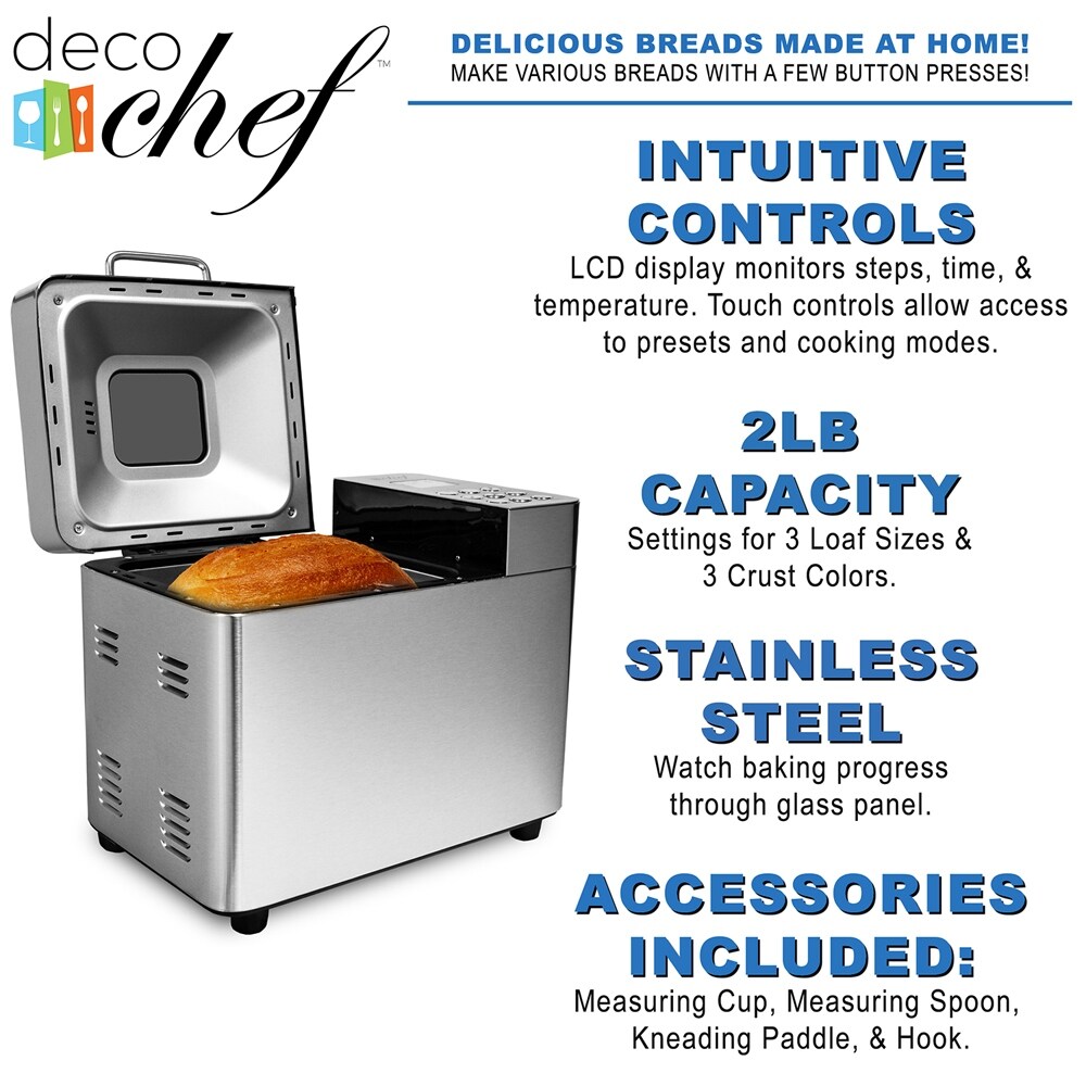 Deco Chef 2 LB Bread Maker with Smart Cooking Programs and Warranty