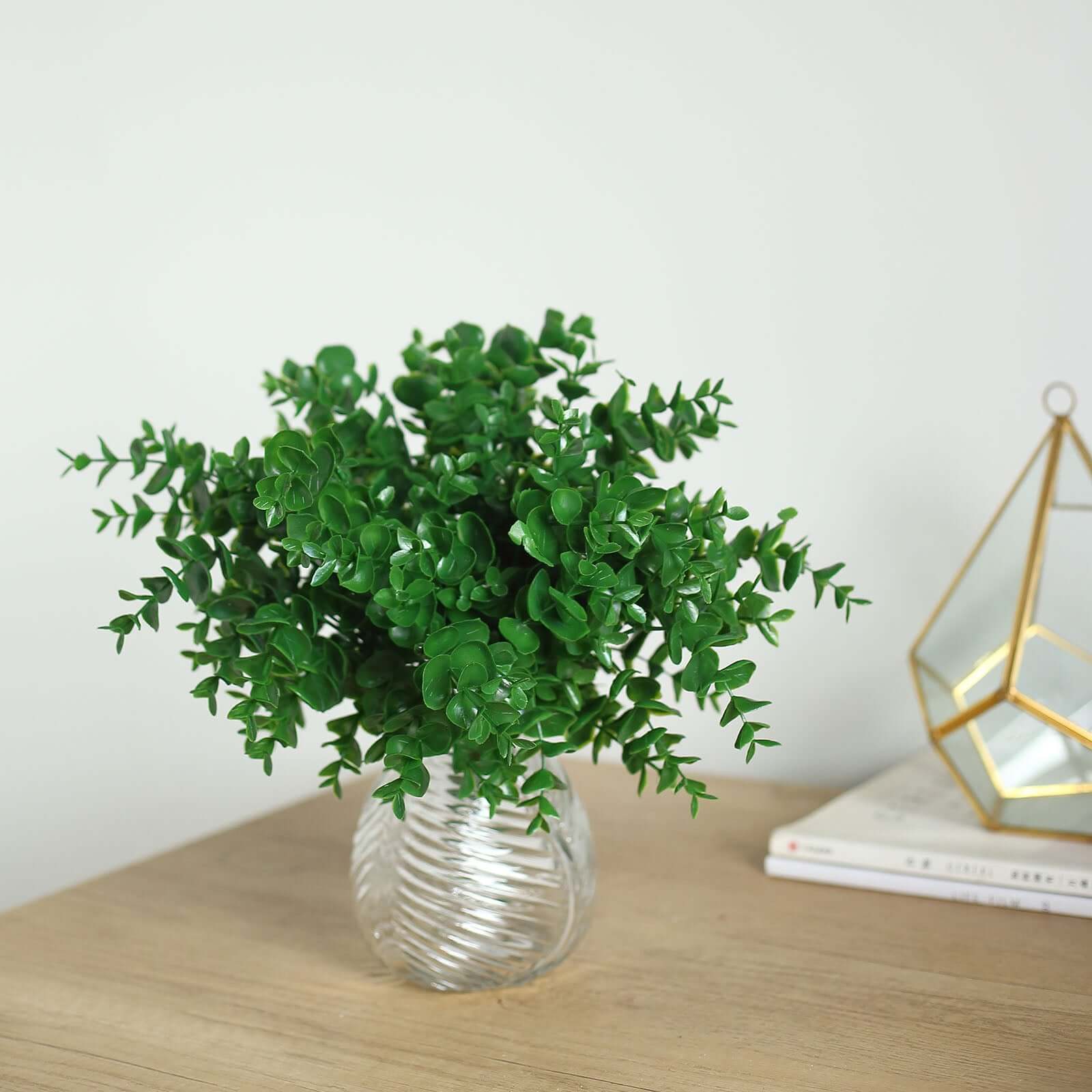 3 Stems Artificial Eucalyptus Bush, Faux Greenery Bouquet Plants 13