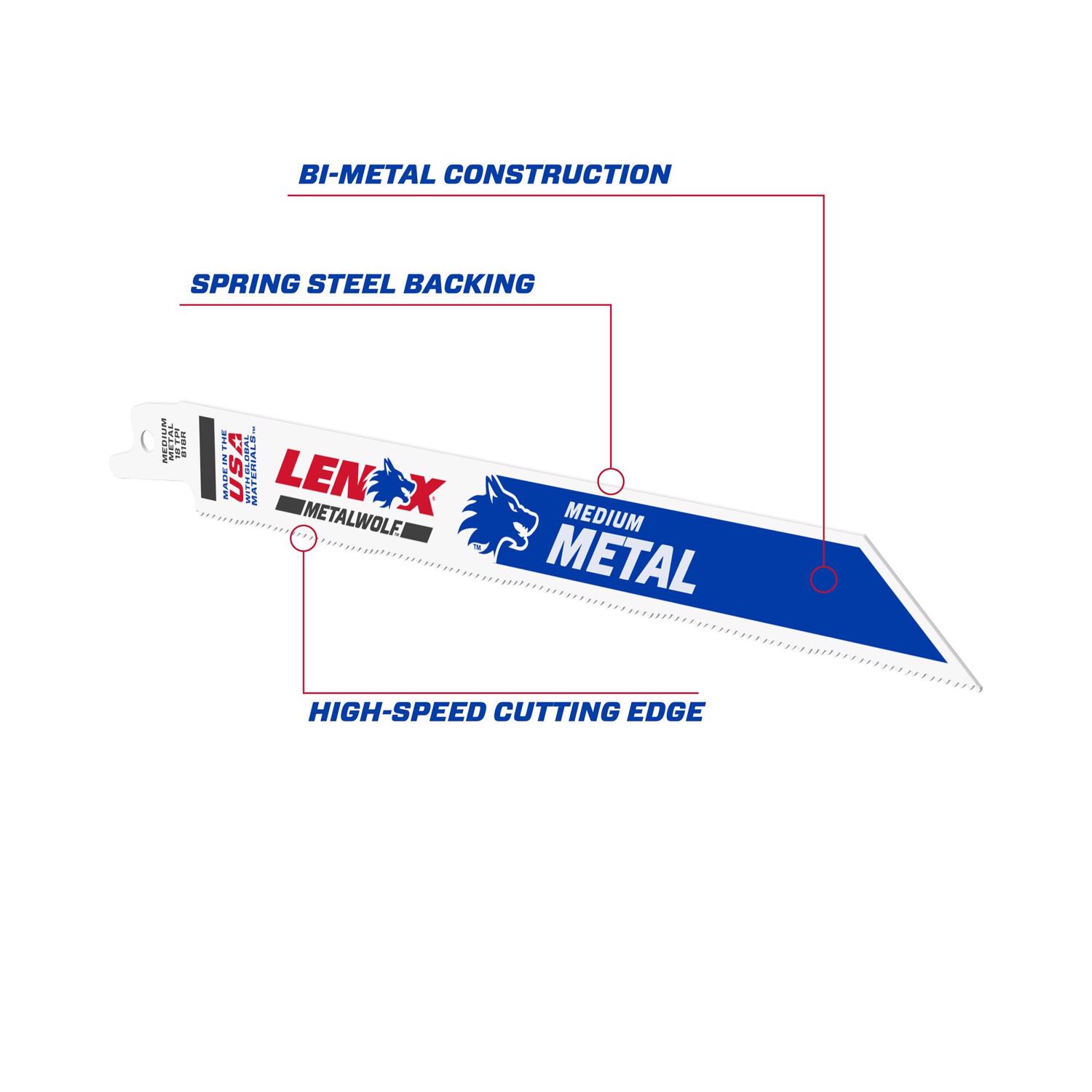 LENOX METALWOLF 8 in. Bi-Metal WAVE EDGE Reciprocating Saw Blade 18 TPI 5 pk