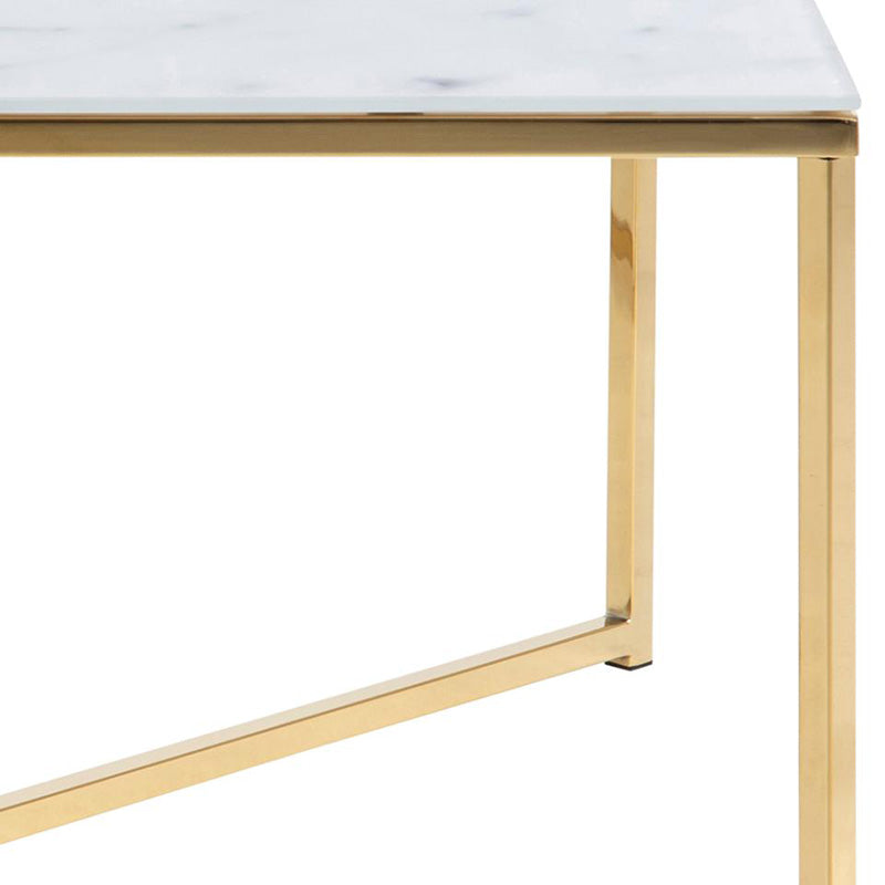 KOLINA Glass Coffee Table 80cm - White & Golden Chrome