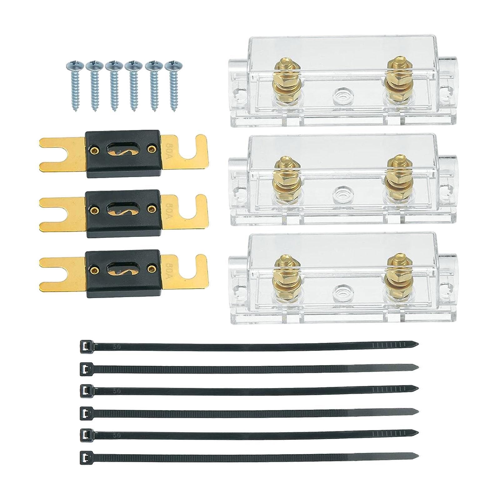 3pcs Anl Fuse With Fuses Holders Boat Automotive Replacement Anl Fuse Holder 150a