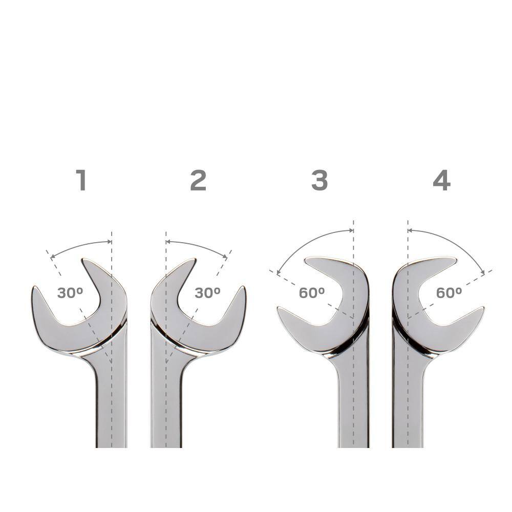 TEKTON 38 in. to 1 in. Angle Head Open End Wrench Set Keeper (11-Piece) WAE91102