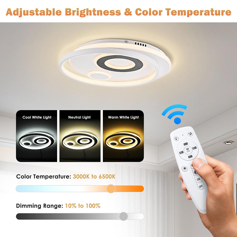 Yescom Modern Circle Ceiling Flush Light with Remote