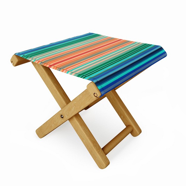 Sheila Wenzel ganny Bold Blue Orange Stripes Folding Stool Deny Designs