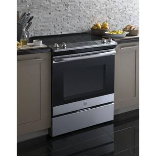 GE 30 in. 5.3 cu. ft. Slide-In Electric Range in Stainless Steel with Self Clean JS645SLSS