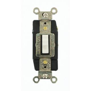 Leviton 20 Amp Industrial Grade Heavy Duty Single-Pole Double-Throw Center-Off Maintained Contact Toggle Switch White 1285-W