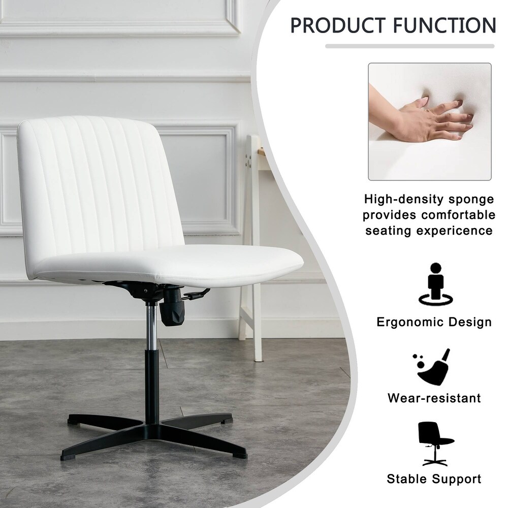 360° Swivel PU Leather Computer Chair Adjustable Office Chair for Livingroom Modern Powder Coating Makeup Study Desk Chair