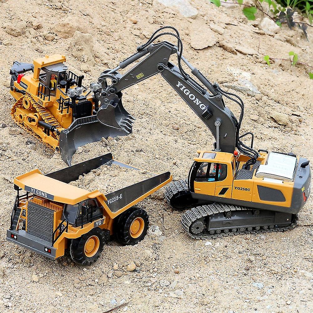 2.4g High Tech 11 Channels Rc Excavator Dump Trucks Bulldozer Alloy Plastic Engineering Vehicle Electronic Toys For Boy Gifts