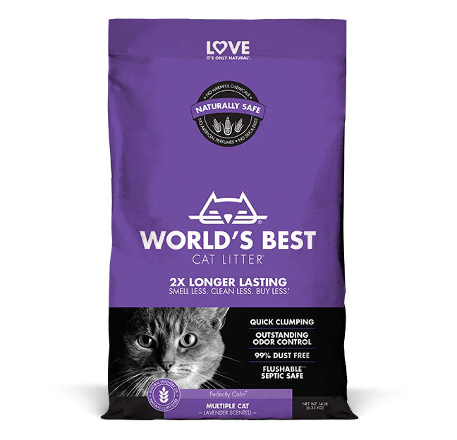 World Best Cat Litter Lavender Scented Multiple Cat Clumping Formul;