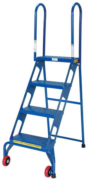 Vestil FLAD 4 folding 4 step ladder with wheels