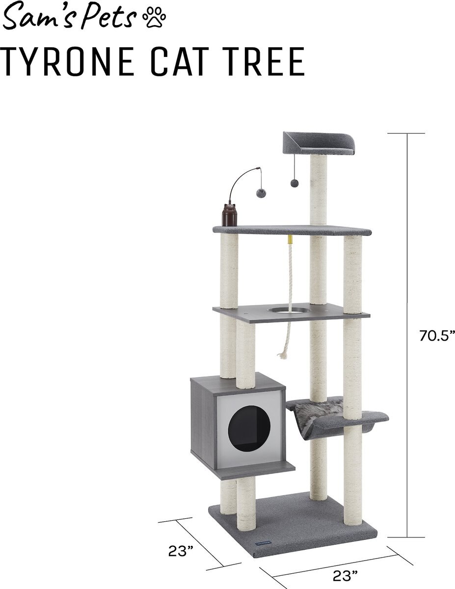 Sam's Pets Tyrone 70.5-in Cat Tree， Gray