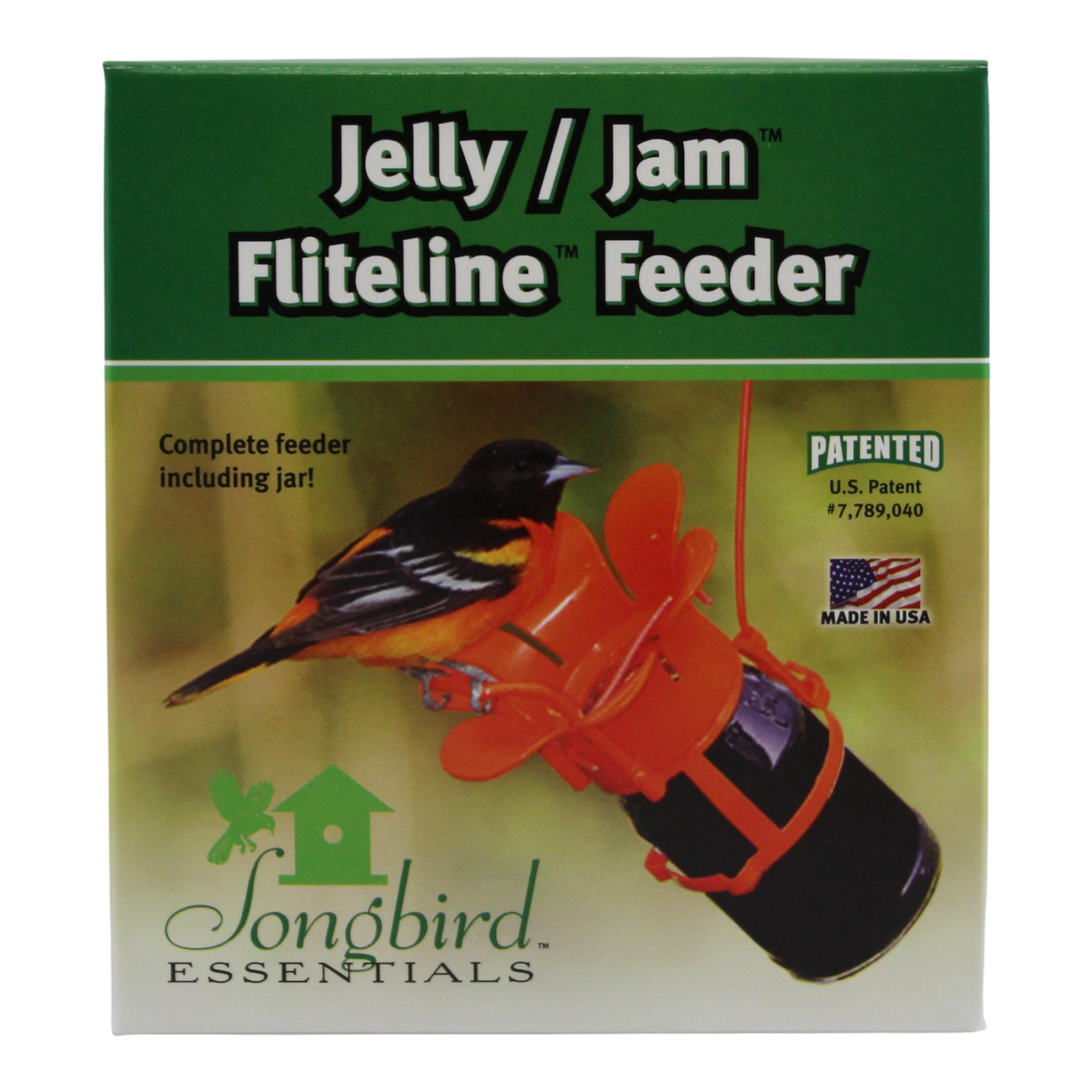 Songbird Essentials Grape Jelly Oriole Feeder， Fits Most 10-12oz Jelly Jars， Orange Plastic Bird Feeder