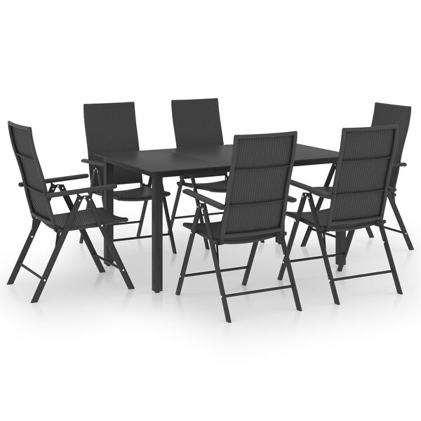 vidaXL 7 Piece Patio Dining Set Black