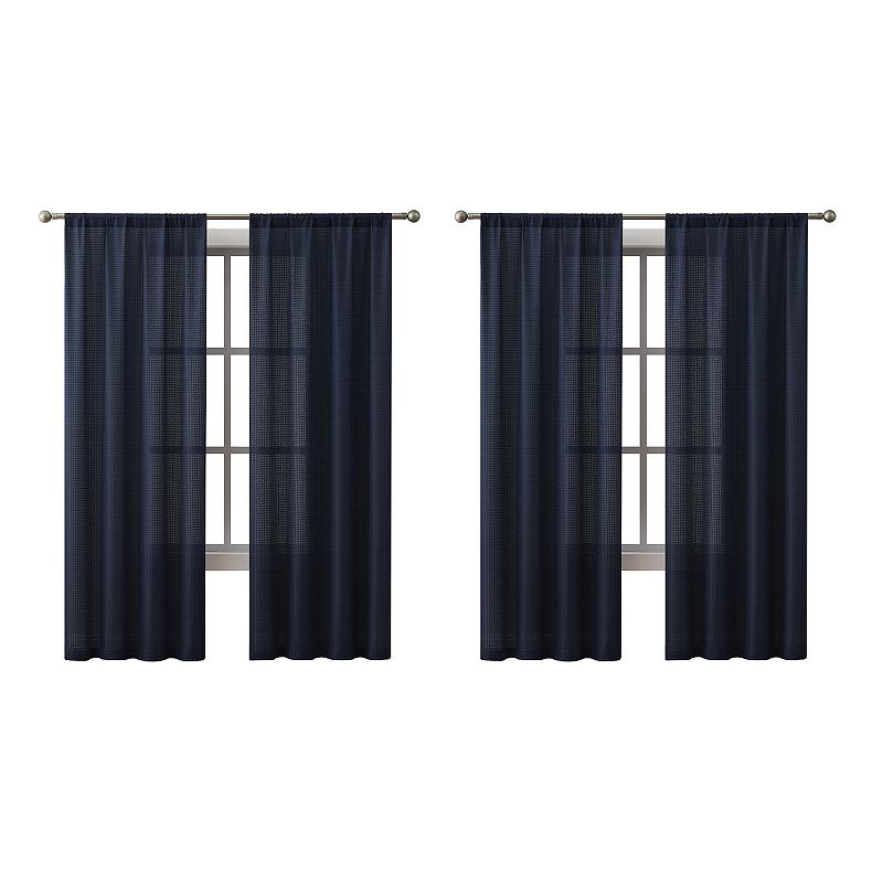 Hopscotch Hayden 4-Piece Waffle Room Darkening Curtain Panel Set