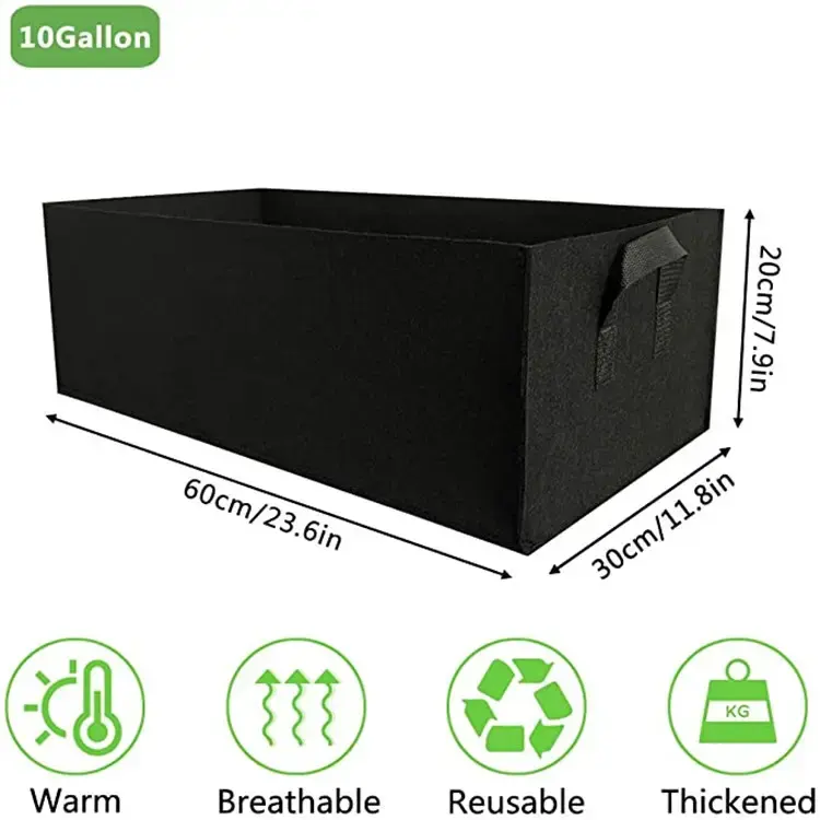 Raised Garden Beds 10 Gallon Felt Fabric Plant Grow Bags for Planter Pot with Handles for Flowers Vegetables Plants