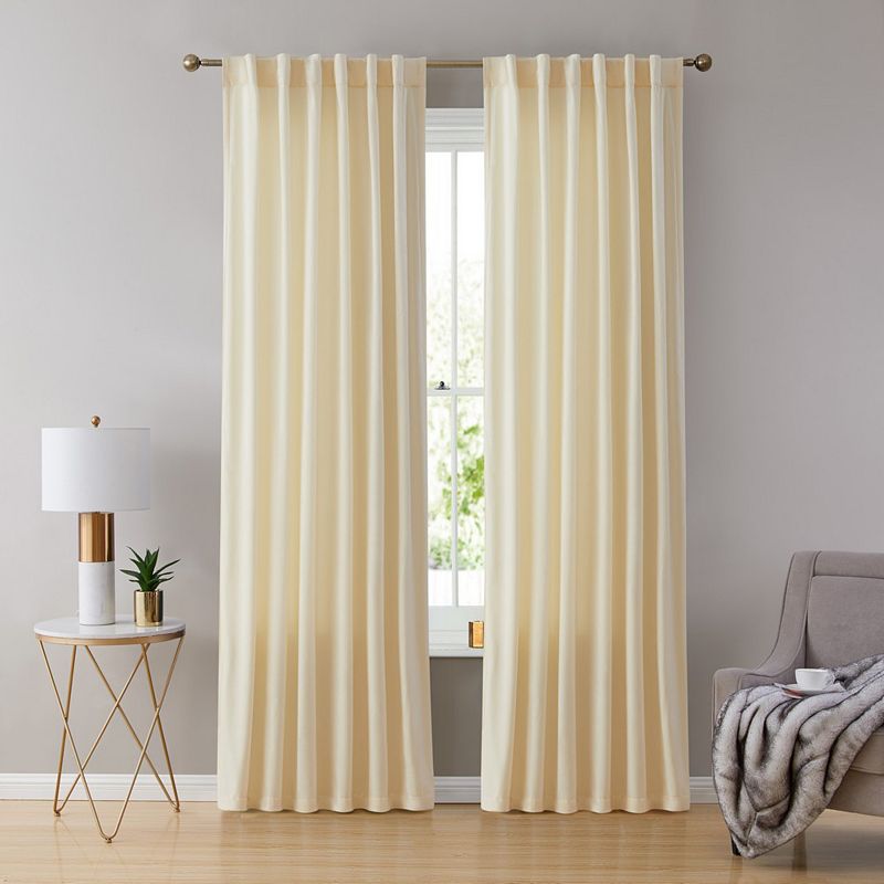 THD Maria Velvet Back Tab Rod Pocket Window Treatment Curtain Panels - Set of 2