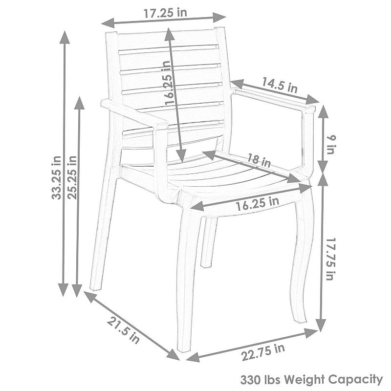 Sunnydaze Illias Set Of 2 Plastic Stackable Patio Armchair