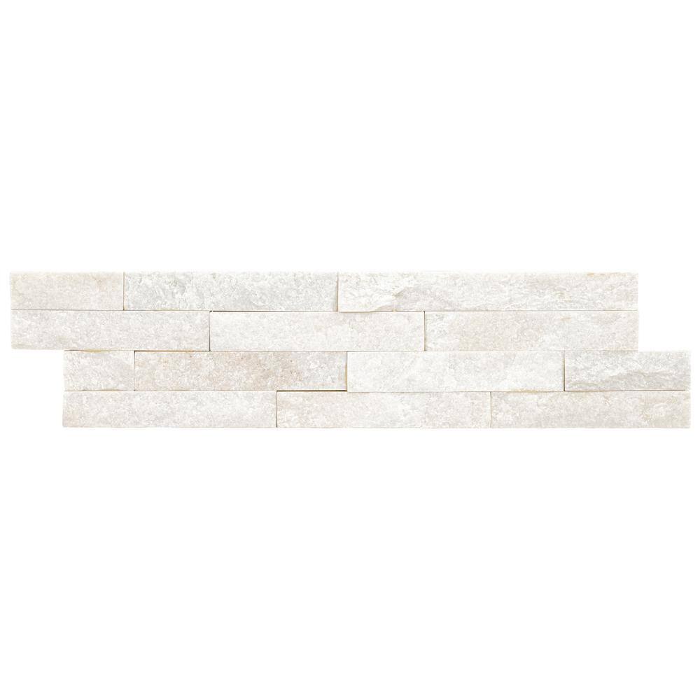 MSI Arctic White Ledger Panel 6 in. x 25.52 in. Textured Marble Stone Look Wall Tile (6 sq. ft.Case) LPNLQARCWHI624C