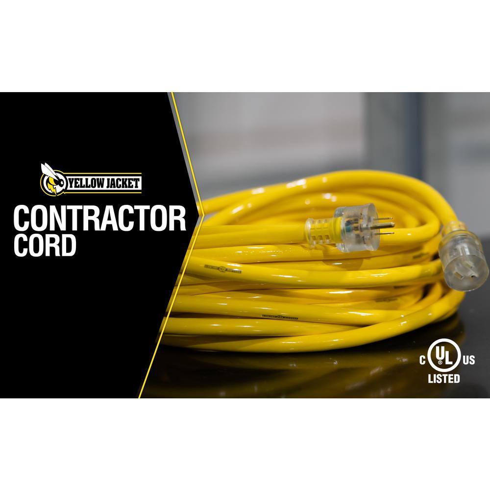 Yellow Jacket 50 ft. 103 SJTW Outdoor Heavy-Duty Extension Cord with Power Light Plug 2805