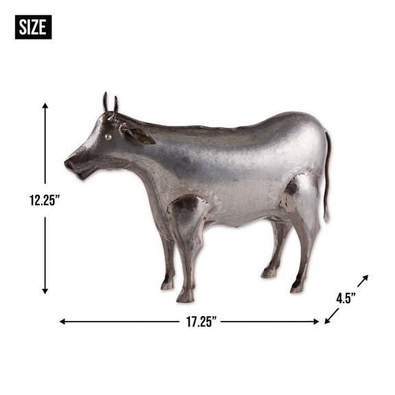 Accent Plus 4506393 Galvanized Cow Sculpture