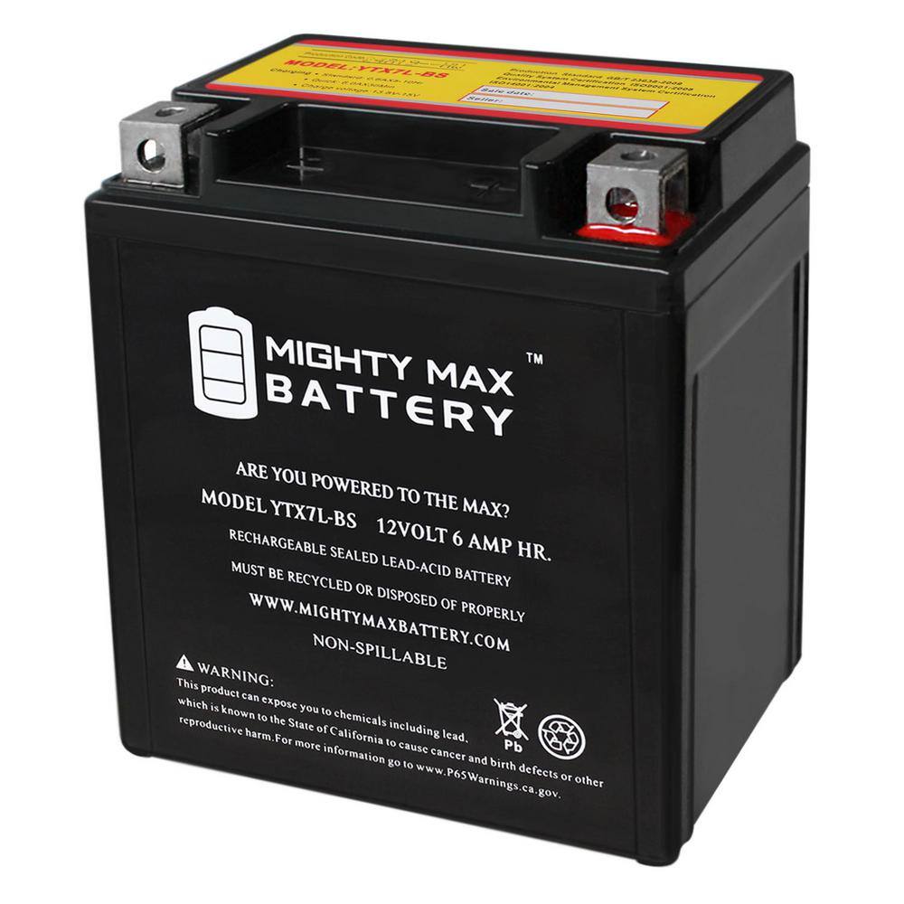 MIGHTY MAX BATTERY YTX7L-BS 12V 6Ah Battery Replacement for FTX7L-BS WP7L-BS MAX3859252