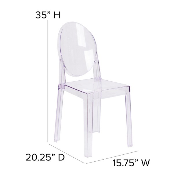 Emma And Oliver 4 Pack Ghost Chair With Oval Back In Transparent Crystal Wedding Chairs