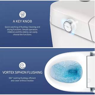 Xspracer Victoria Smart One-Piece 1.27 GPF Single Flush Round Automatic Flush with Foot Sensor Toilet in White Seat Included JH-SMT16789