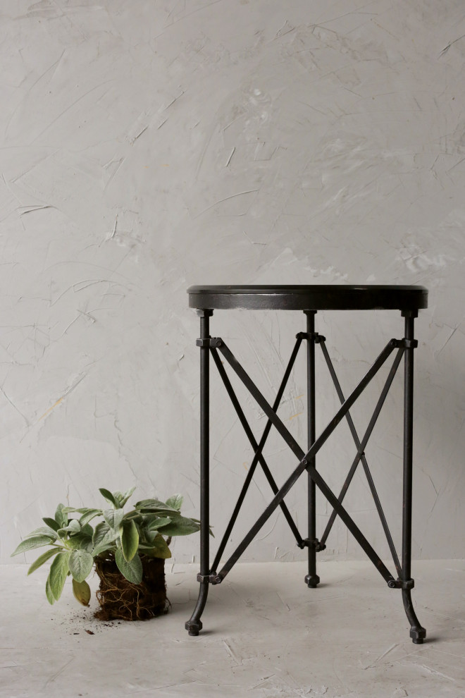 Metal Table with Marble Top   Industrial   Side Tables And End Tables   by Creative Co op  Houzz