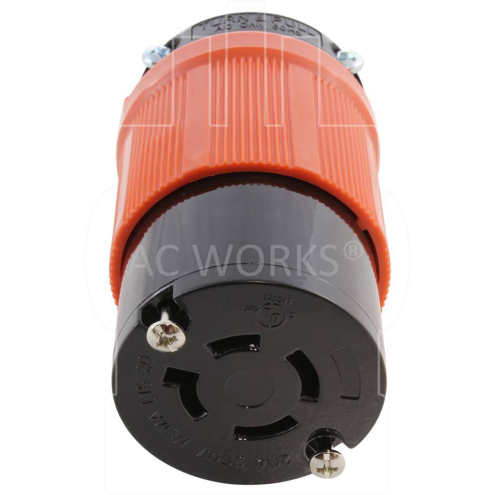 AC WORKS NEMA 20 Amp 250-Volt 3-Phase 4-Prong Locking Female Connector with UL C-UL Approval ASL1520R