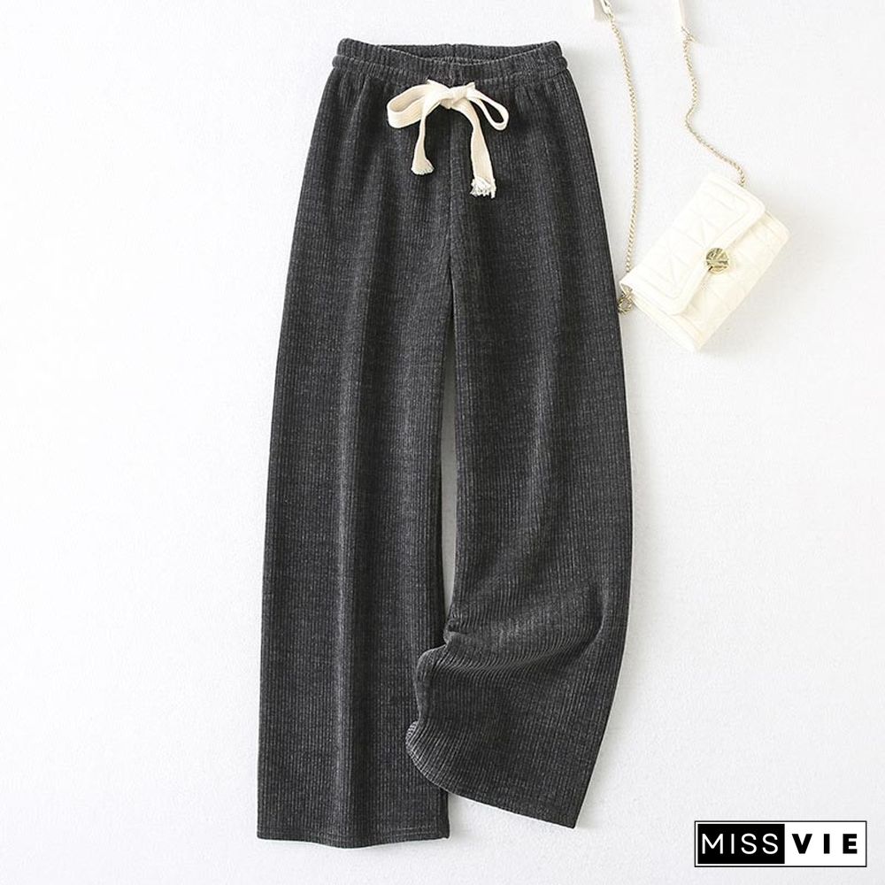 Loose Stripe Lace Up Casual Pants