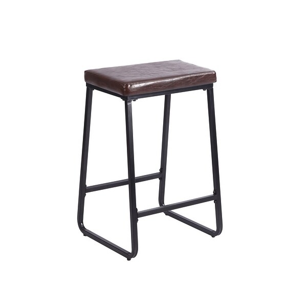 Porthos Home Senga Bar Stools Set of 2， PU Leather， Iron Legs