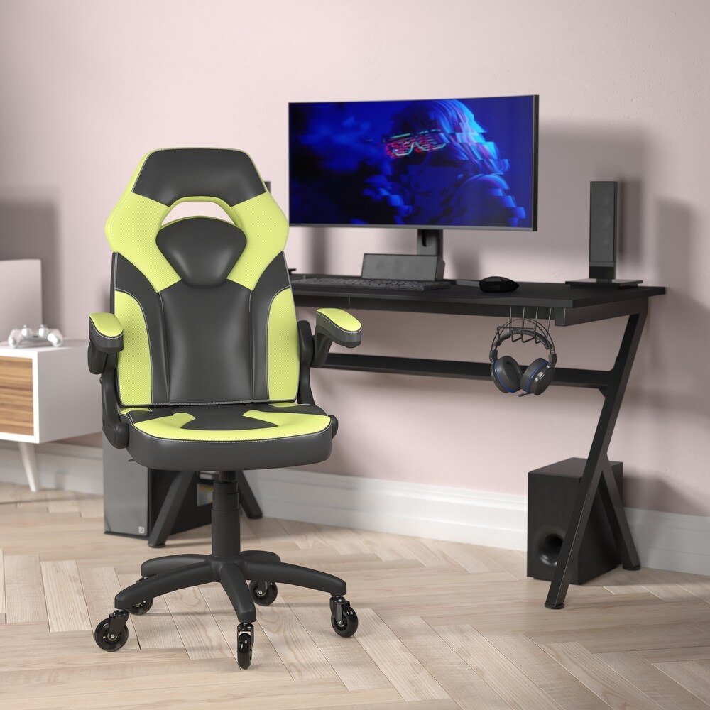 Office Gaming Chair with Skater Wheels   Flip Up Arms   LeatherSoft