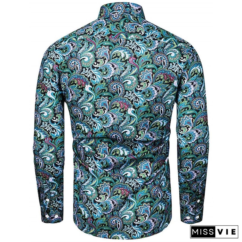 Men's Shirt Boho Shirt Floral Paisley Graphic Prints Turndown Black Red Purple Green Outdoor Street Long Sleeve Print Button-Down Clothing Apparel Sports Fashion Streetwear Designer