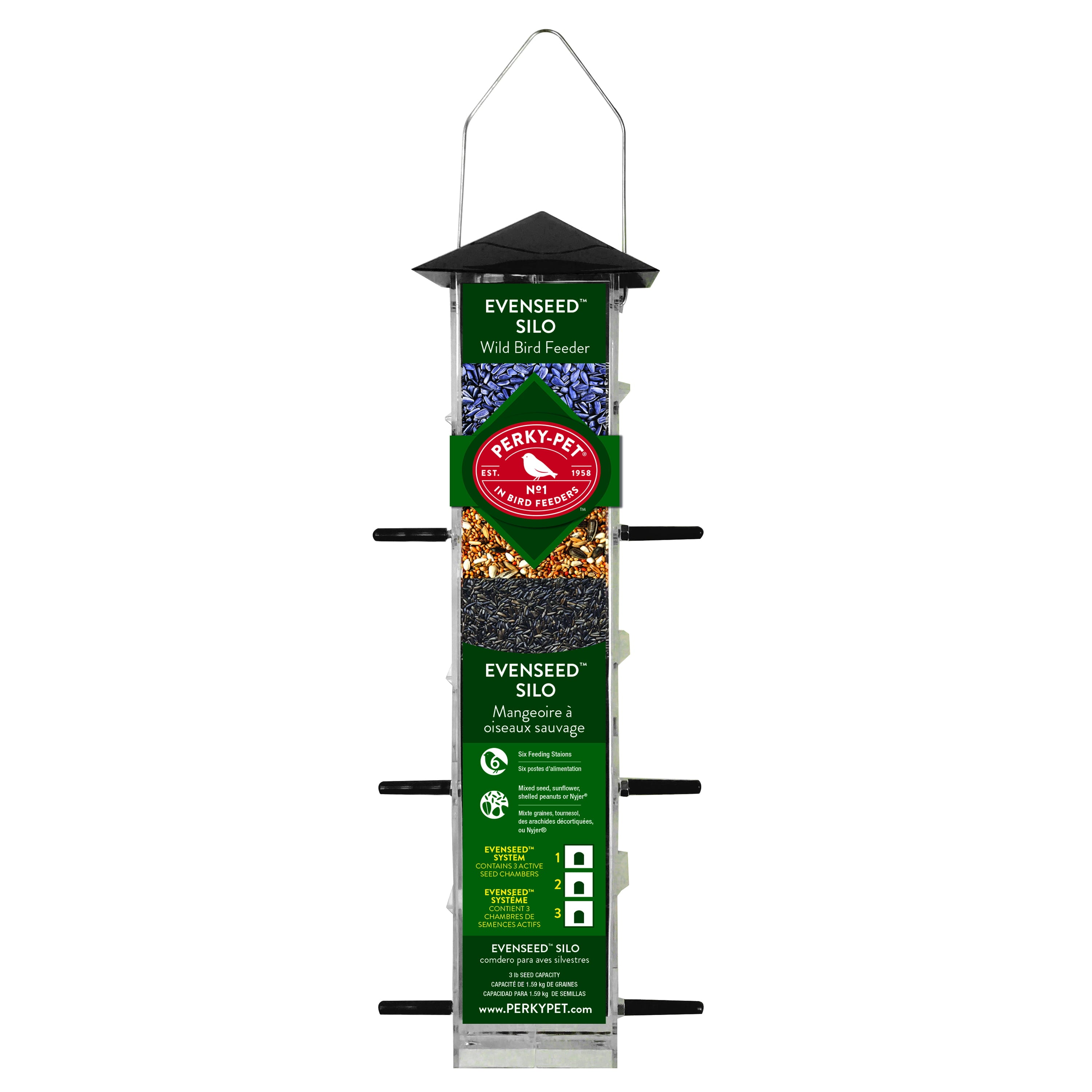 Perky-Pet Brown Evenseed Silo Wild Bird Tube Feeder - 3 lb Capacity