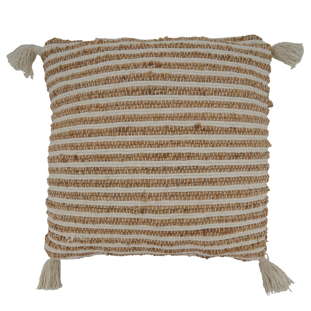 Striped Pillow With Tassel Design  20\