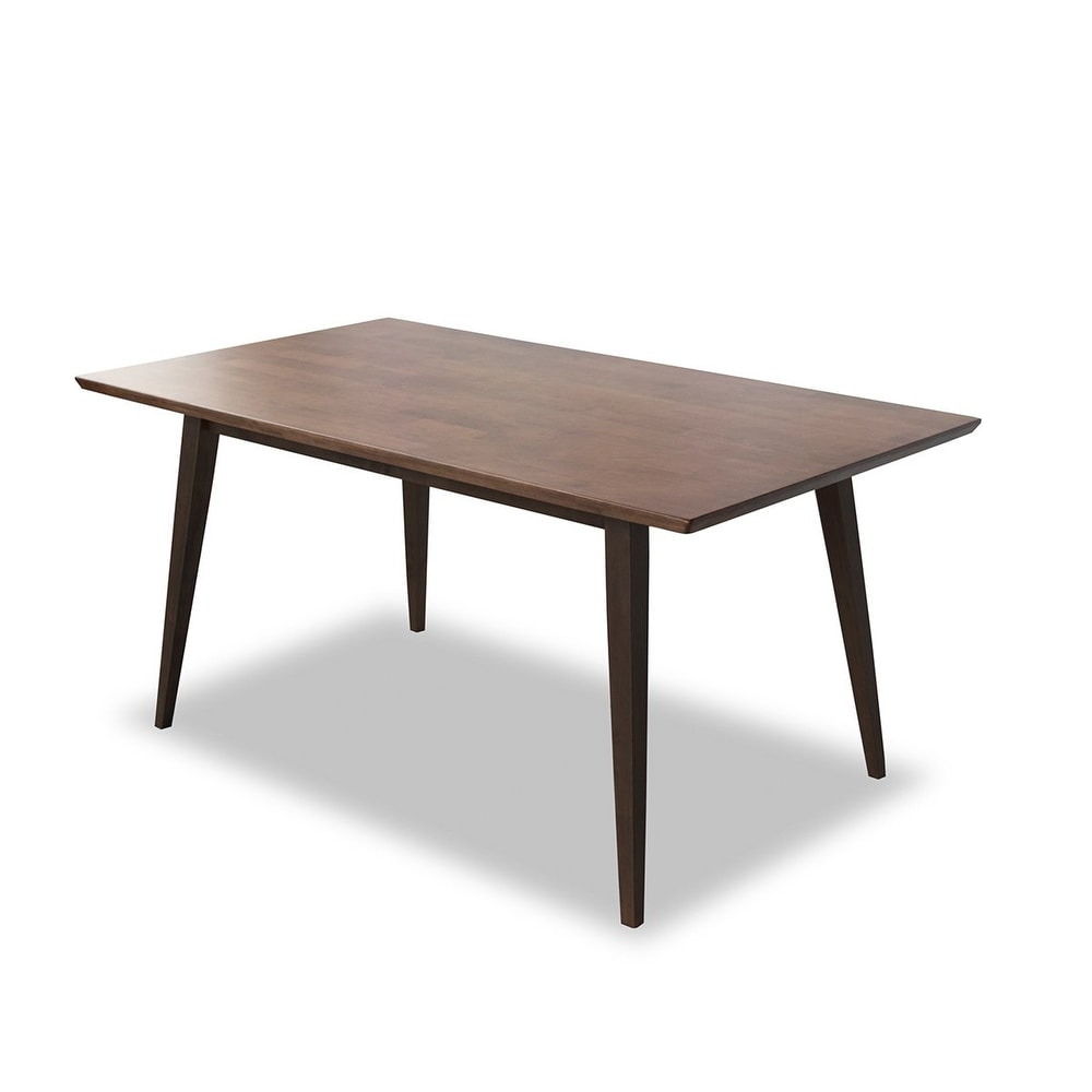 Alda Mid Century Modern Rectangular Solid Wood Dining Table