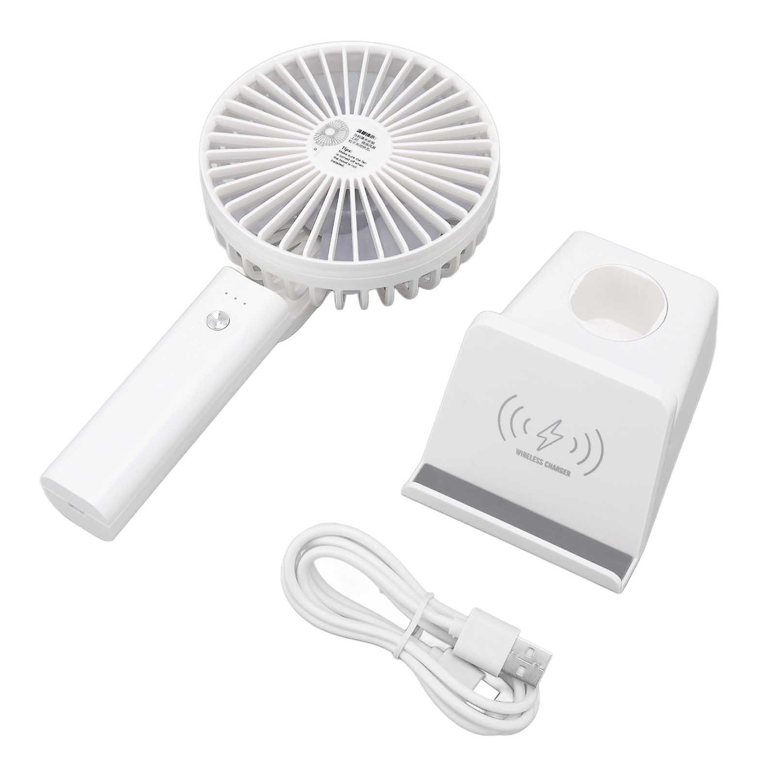 USB Handheld Fan 3 Levels Strong Wind Dual Power Supply Mode Portable Fan with Base for Office Home Travelling Shopping