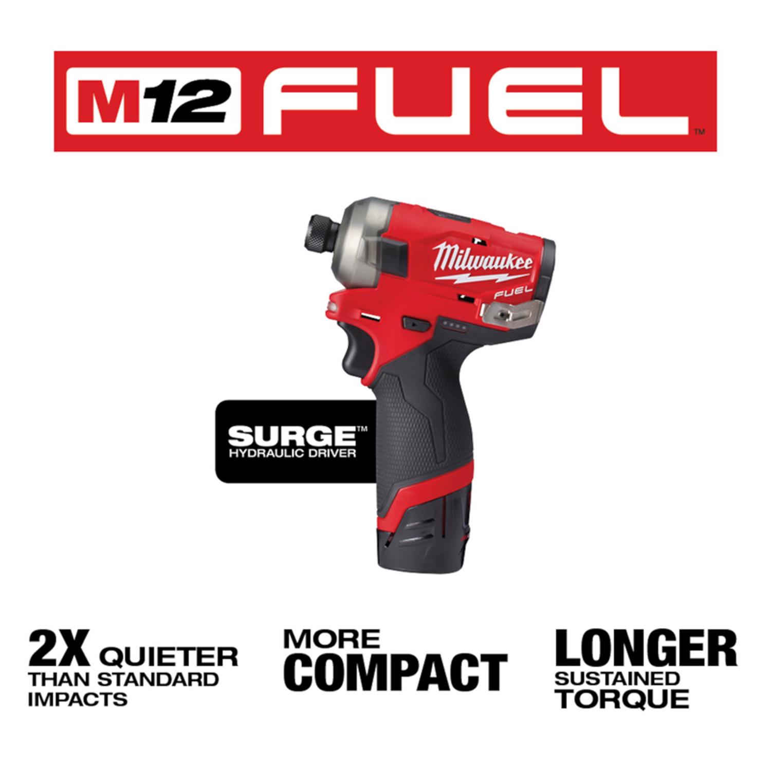 MW M12 FUEL SURGE 12 V 1/4 in. Cordless Brushless Hydraulic Impact Driver Kit (Battery \u0026 Char