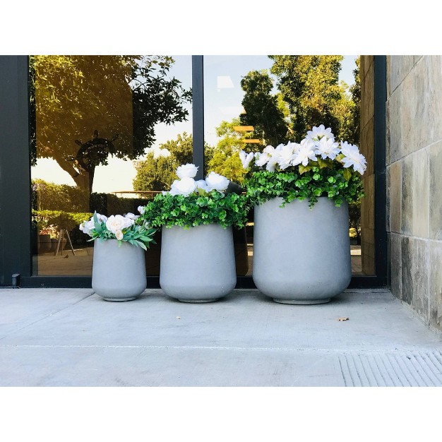 Kante Set Of 3 Lightweight Concrete Footed Tulip Outdoor Planter Rosemead Home amp Garden Inc