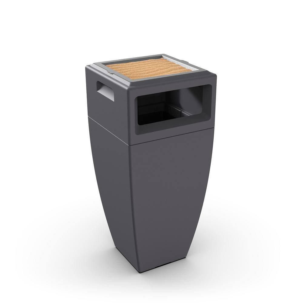 Mayne 24 Gal. Kobi Outdoor Waste Bin with Ash Tray Graphite Grey Commercial Trash Can 8842-GRG