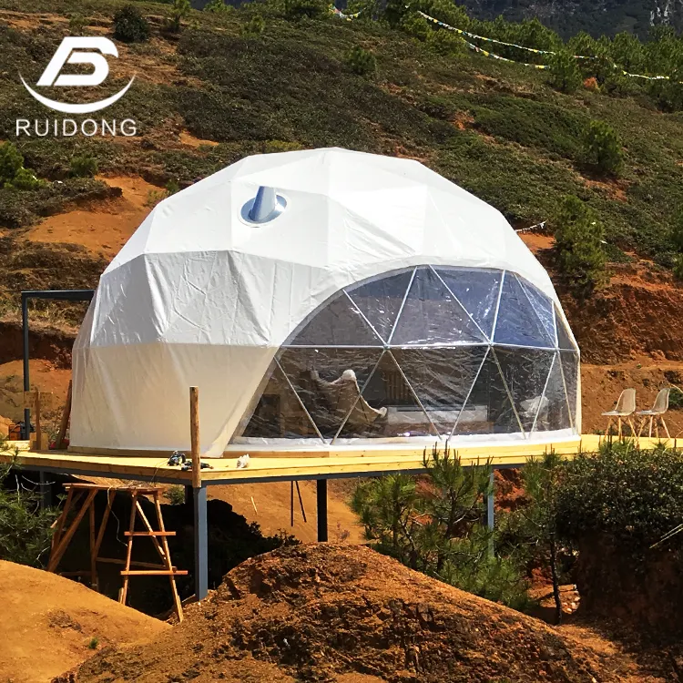 Popular 2 3 People White Hotel Dome Tent House Waterproof For Glamping Camping Events With Bath