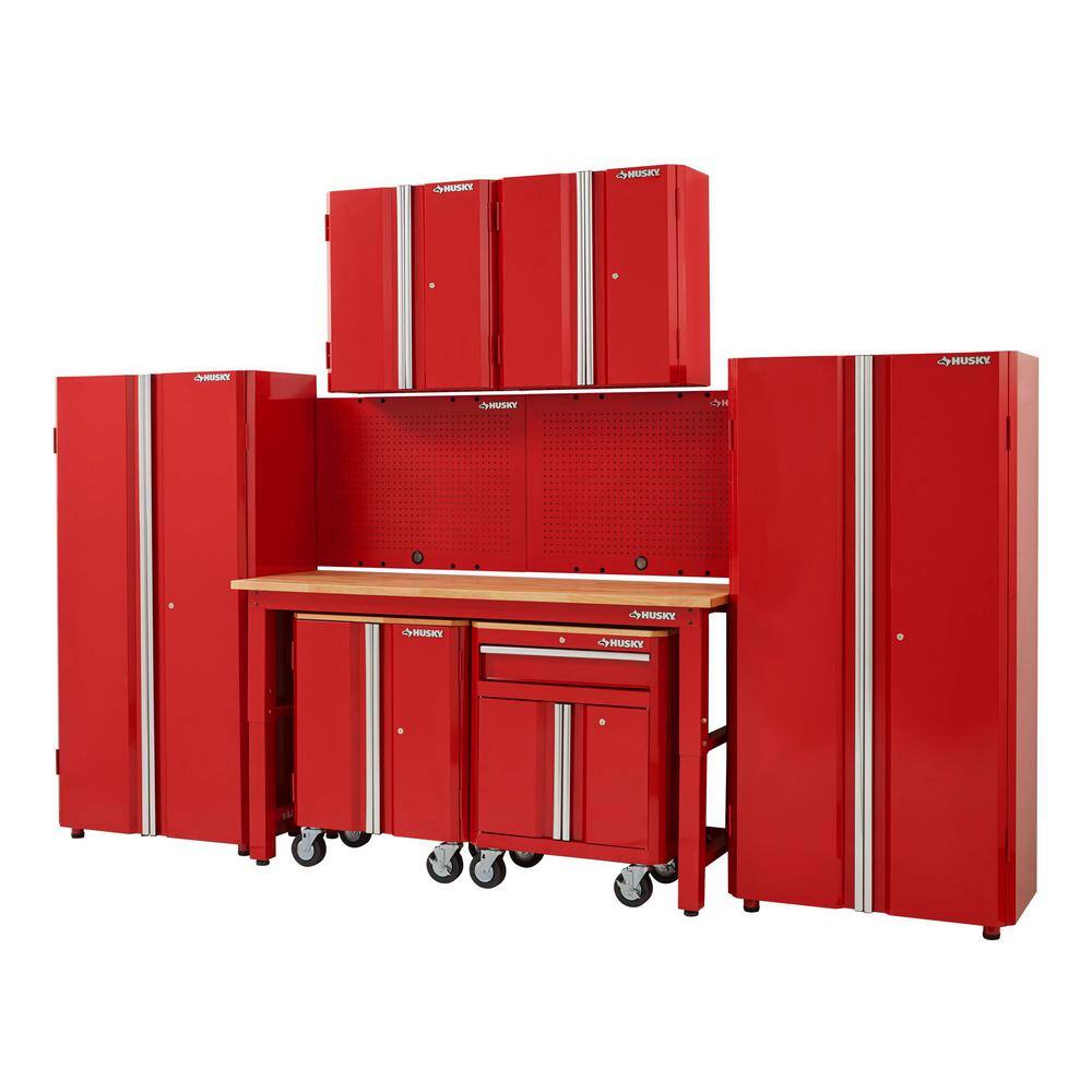 Husky 8-Piece Ready-to-Assemble Steel Garage Storage System in Red (145 in. W x 98 in. H x 24 in. D) G14510SR-US