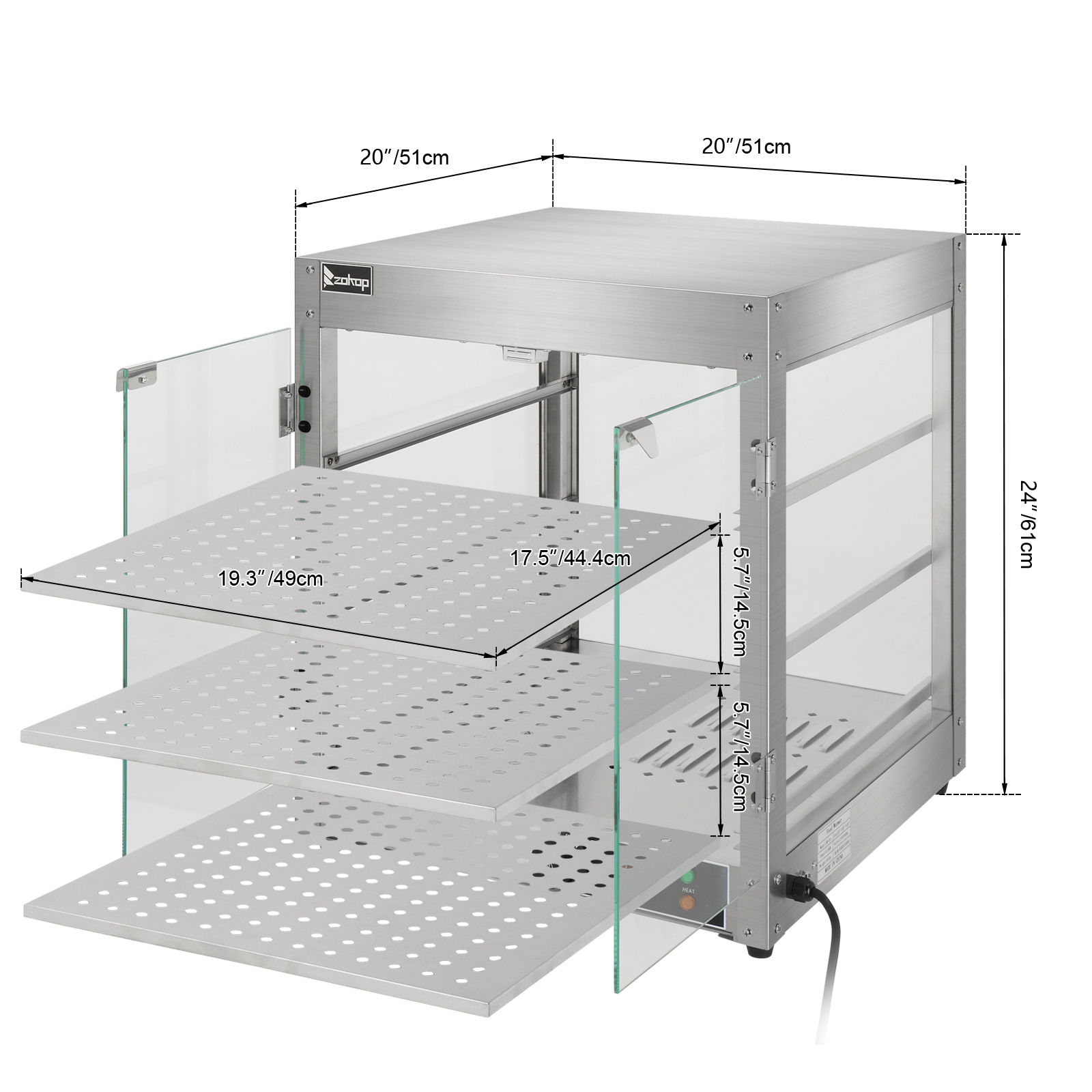 Ktaxon Commercial Food Warmer 3-Tier Countertop Food Pizza Pastry Warmer Display Case 800W 110V