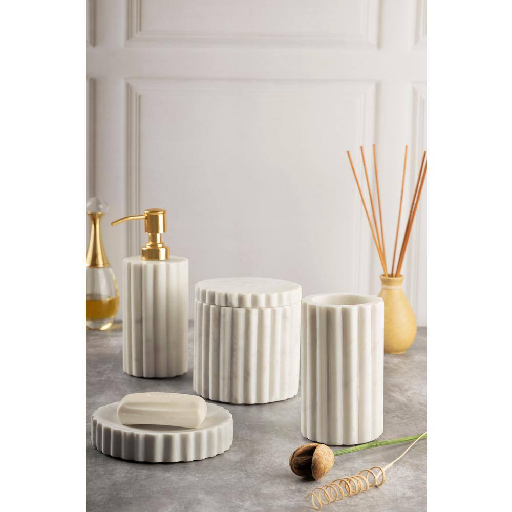 GAURI KOHLI Roksana 4 Pieces White Marble Bath Accessories Set GK51102