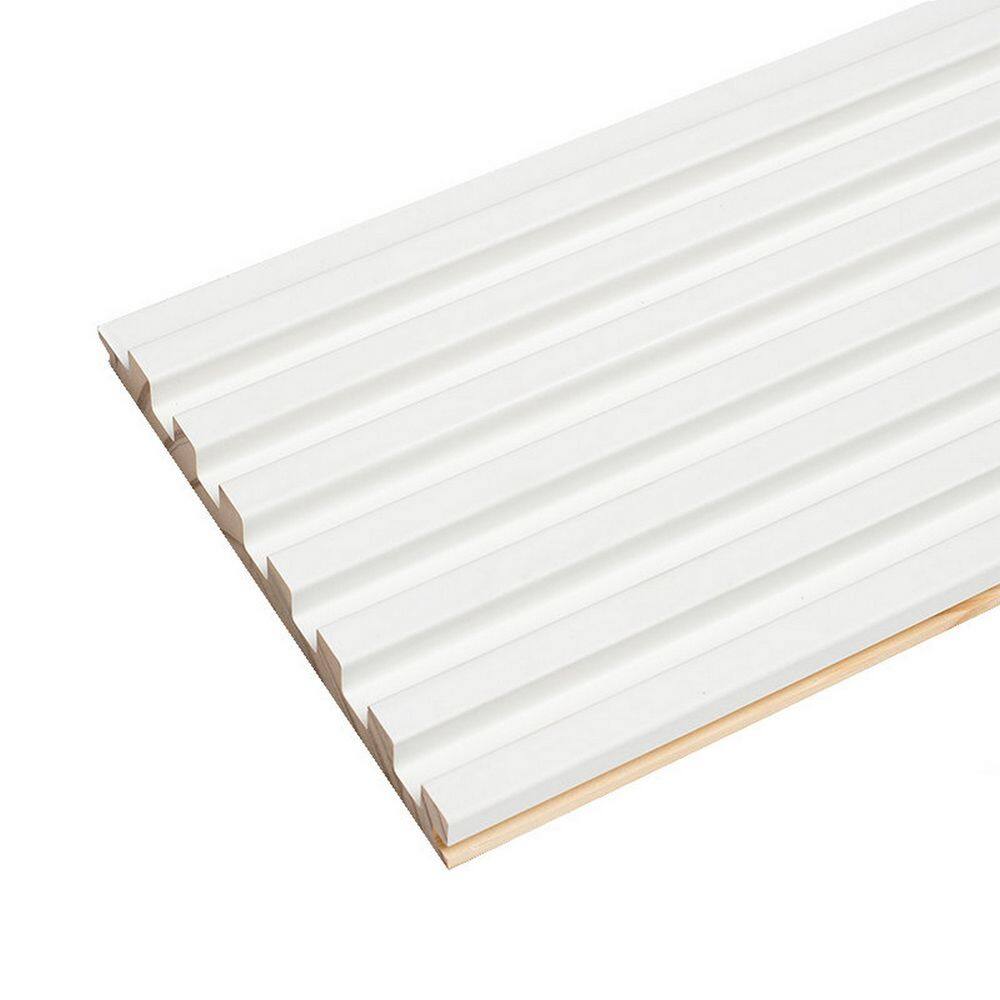 Ejoy 106 in. x 6 in x 0.5 in. Solid Wood Wall 7 Grid Cladding Siding Board in Off White Color (Set of 4-Piece) CladdingPanel_WC7G_004