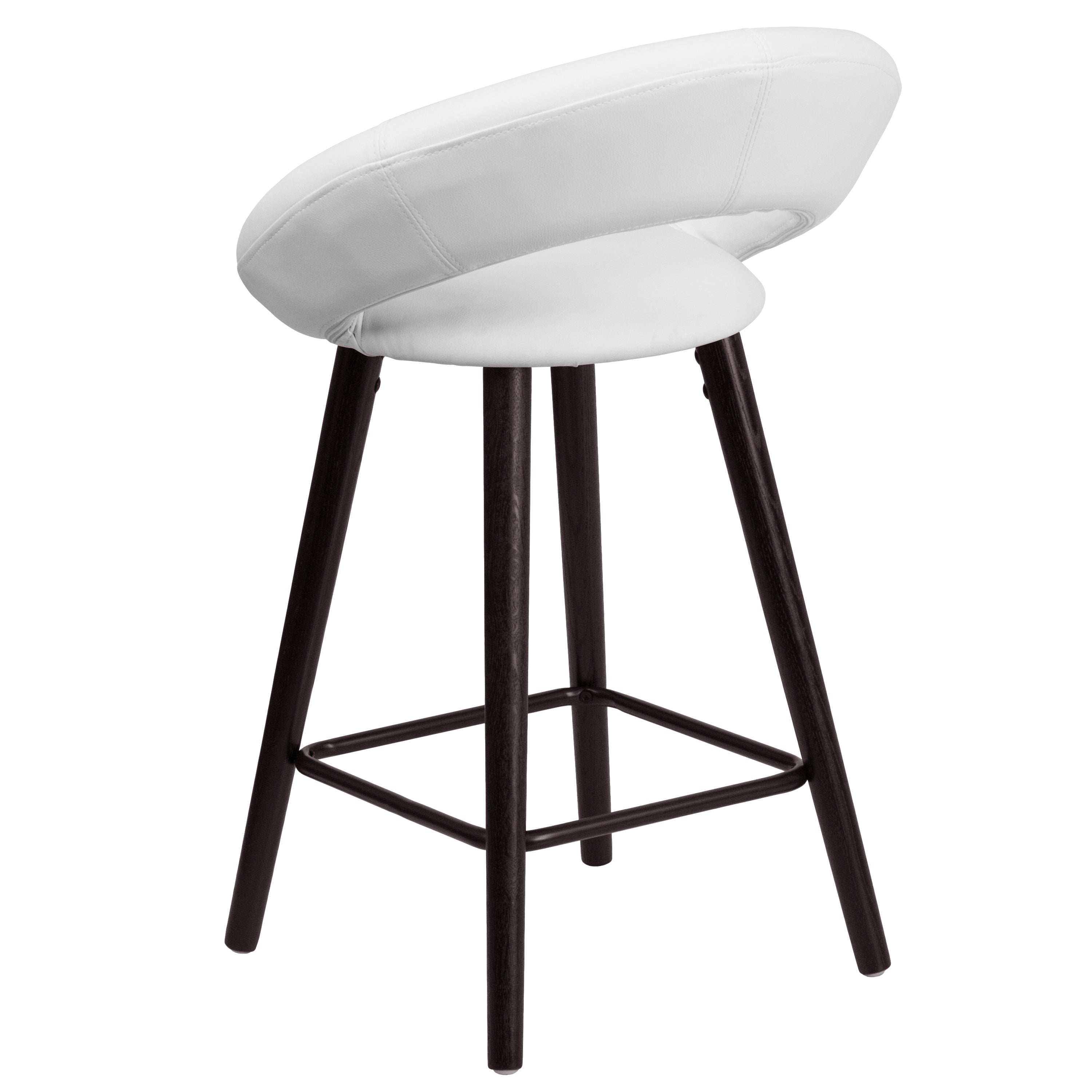 Flash Furniture Kelsey Series 24'' High Contemporary Cappuccino Wood Counter Height Stool in White Vinyl