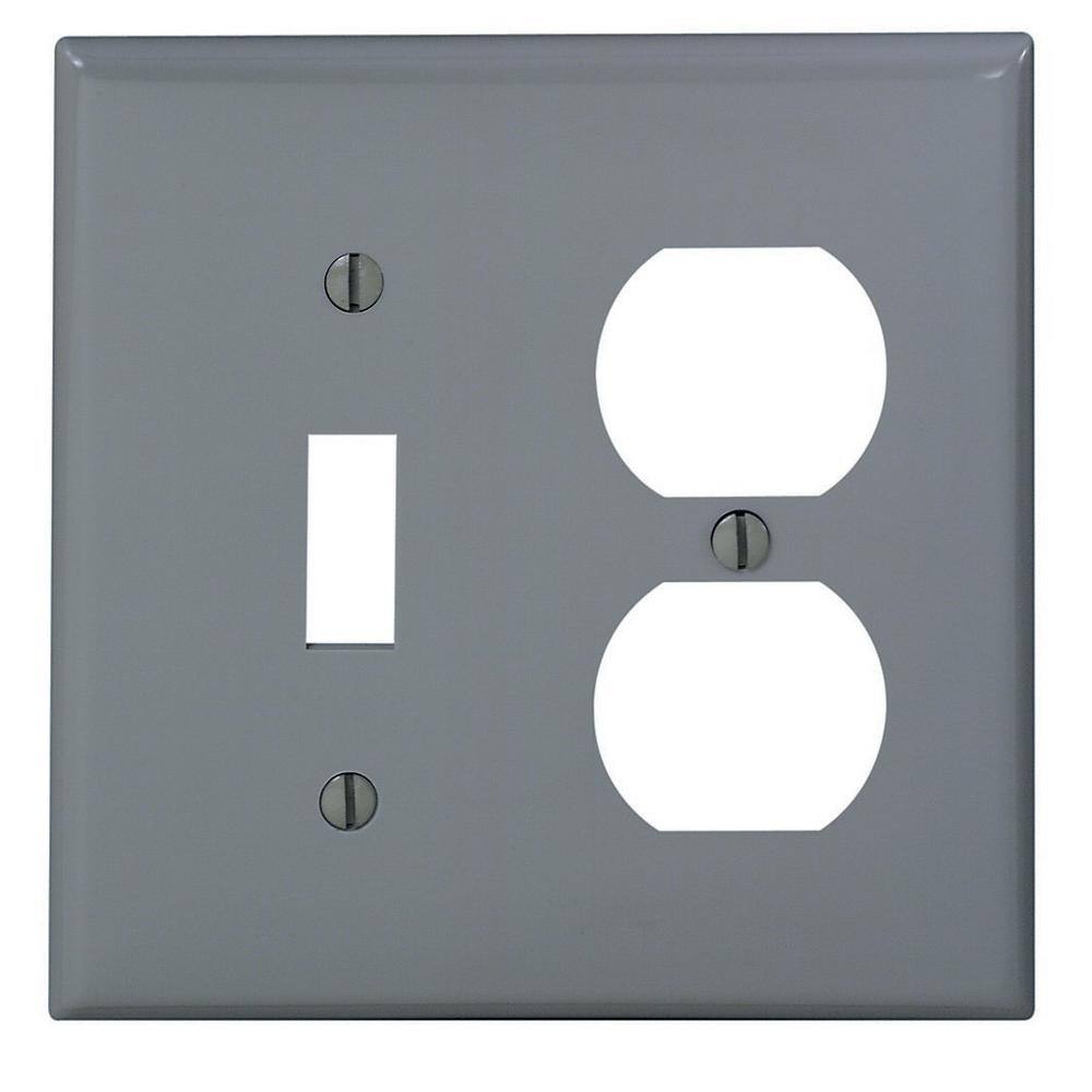 Leviton Gray 2-Gang 1-Toggle1-Duplex Wall Plate (1-Pack) 80705-GY