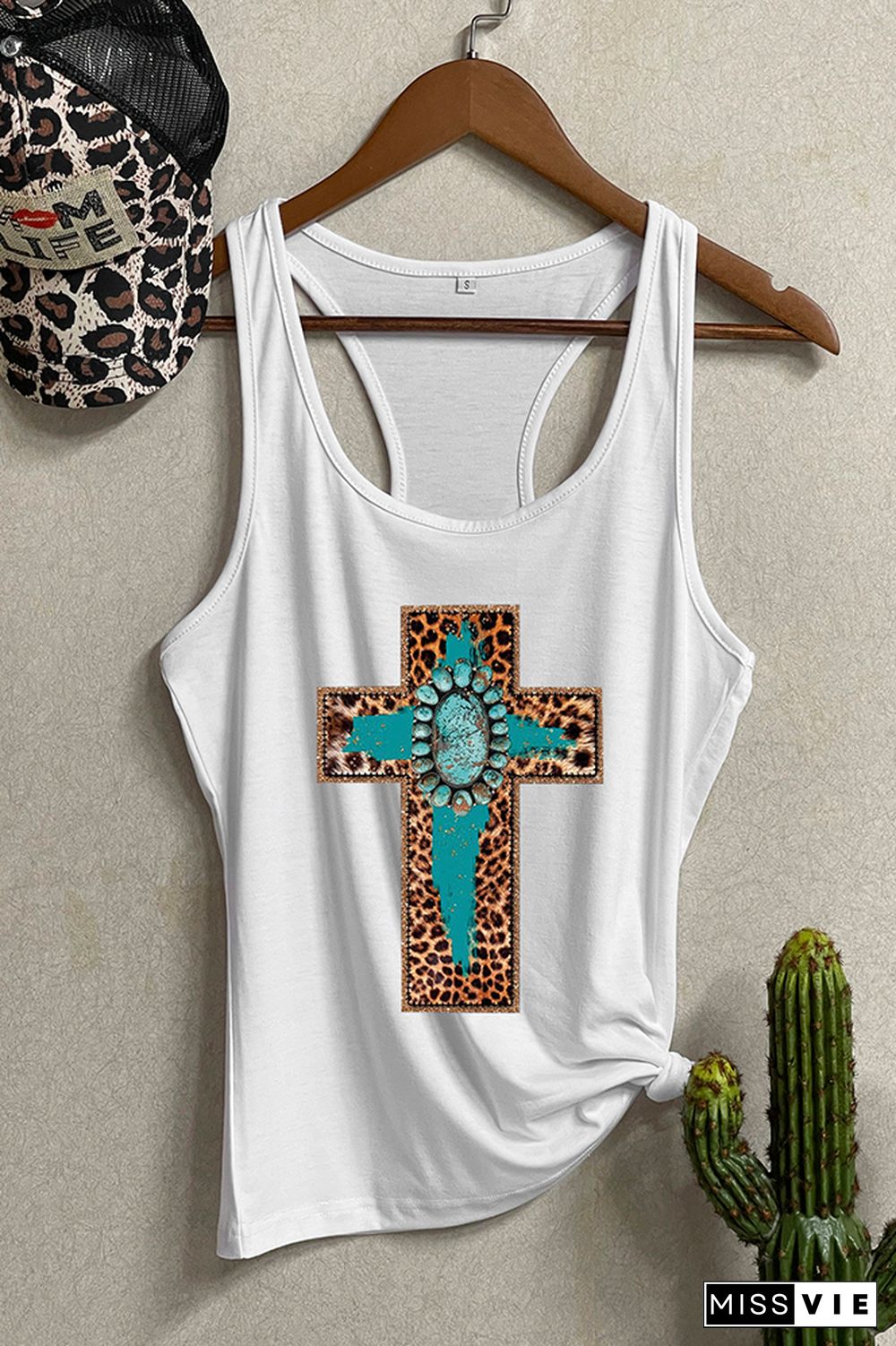 Cross Print Sleeveless Tank Top Wholesale